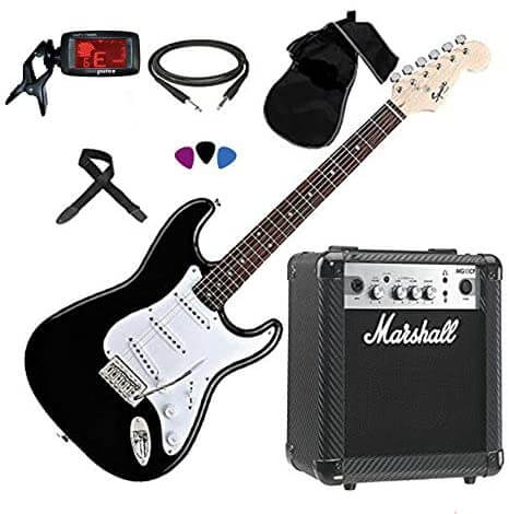 FENDER Squier Stratocaster SET chitarra elettrica + Amplificatore MARSHALL MG10 FENDER Squier Stratocaster SET chitarra elettrica + Amplificatore MARSHALL MG10